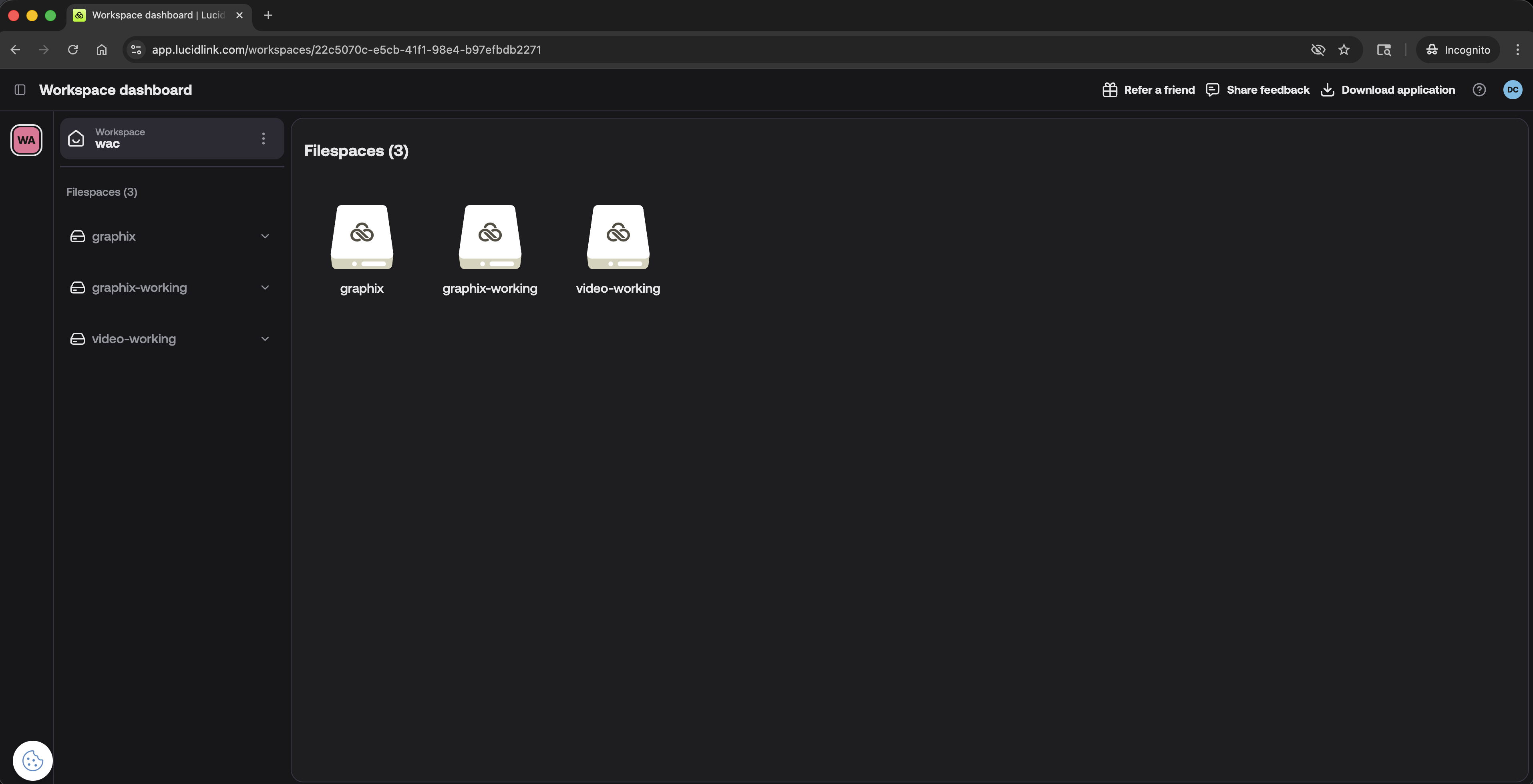 Verify connection - filespaces visible